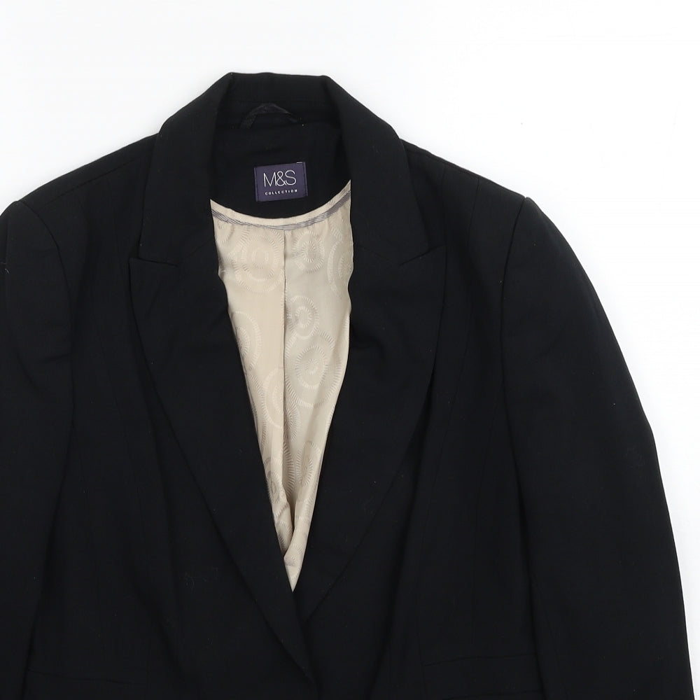 Marks and Spencer Womens Black Polyester Jacket Blazer Size 12