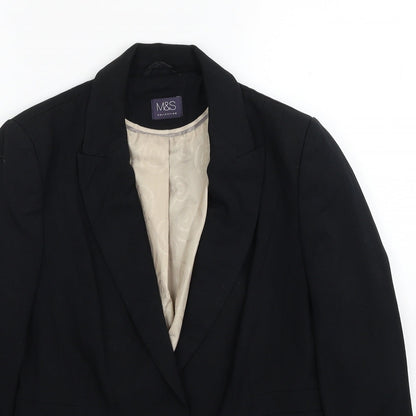 Marks and Spencer Womens Black Polyester Jacket Blazer Size 12