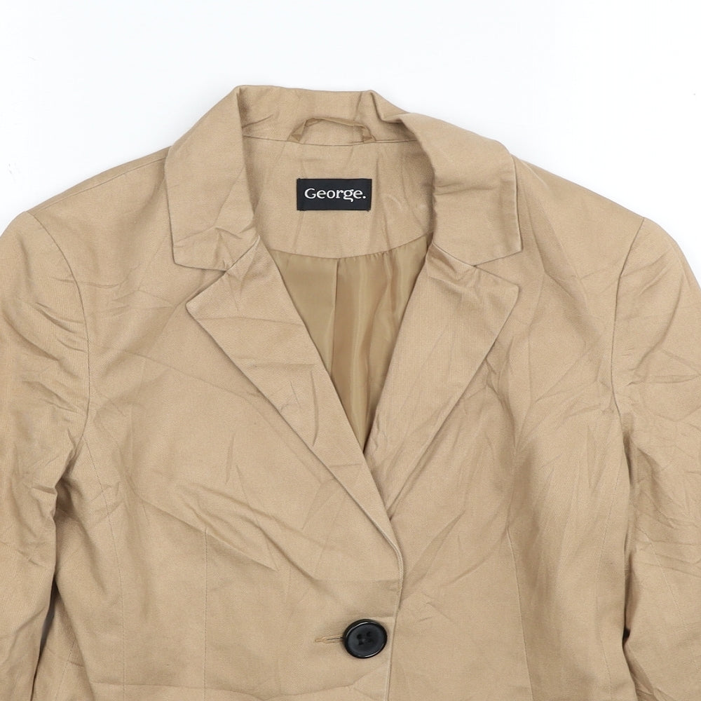 George Womens Beige Cotton Jacket Blazer Size 8
