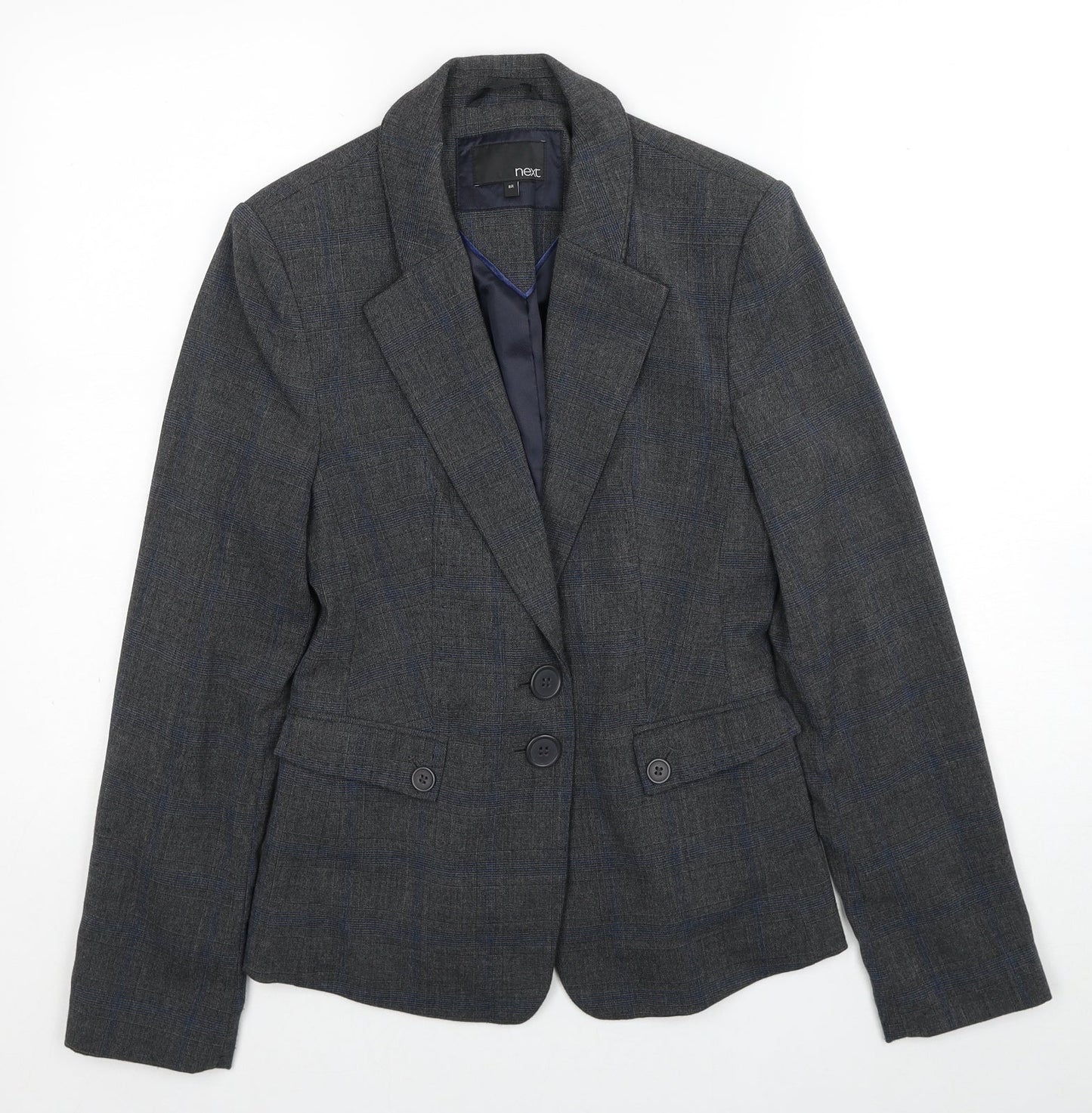 NEXT Womens Grey Plaid Polyester Jacket Blazer Size 8