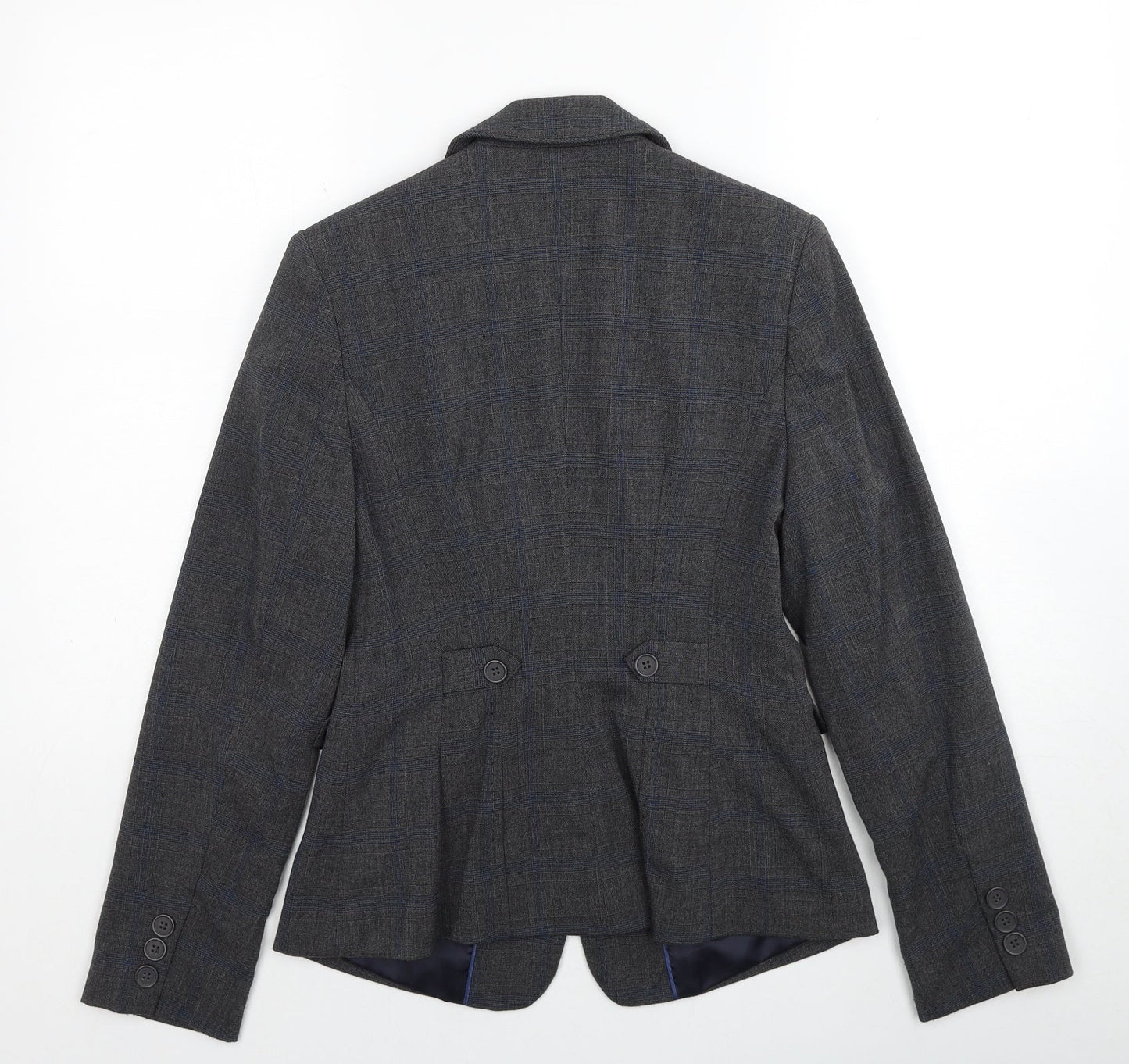 NEXT Womens Grey Plaid Polyester Jacket Blazer Size 8
