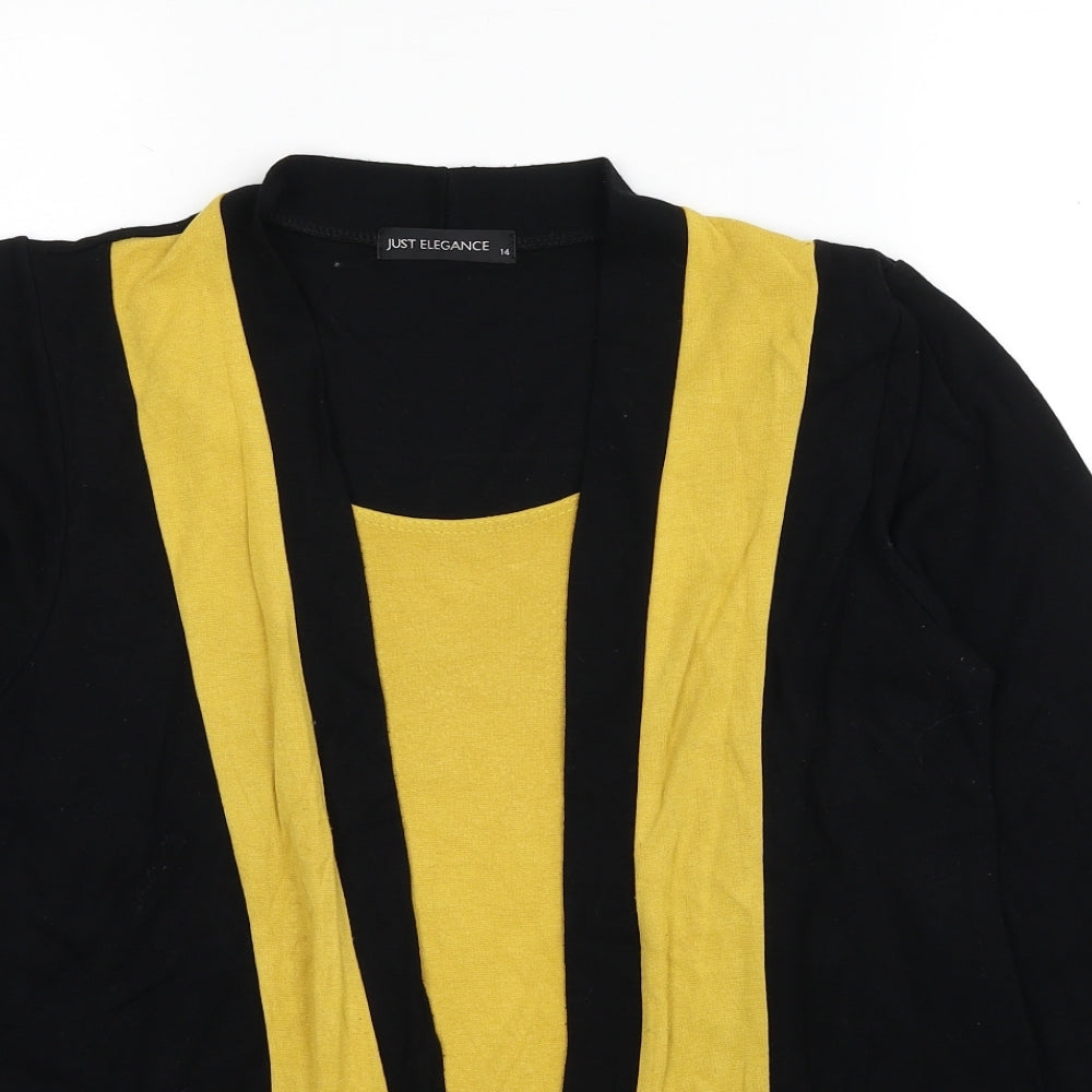 Just Elegance Womens Black V-Neck Striped Viscose Pullover Jumper Size 14 - Twin Set