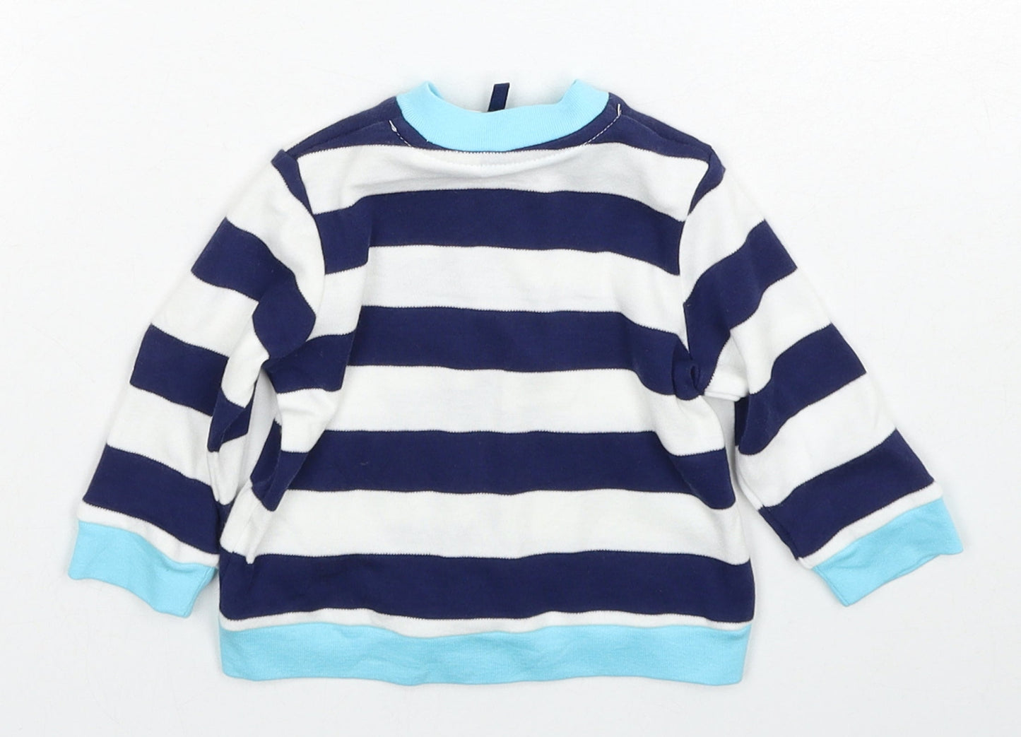 Little Me Boys Blue Striped Cotton Jacket Size 6-9 Months Regular Zip - Elephant