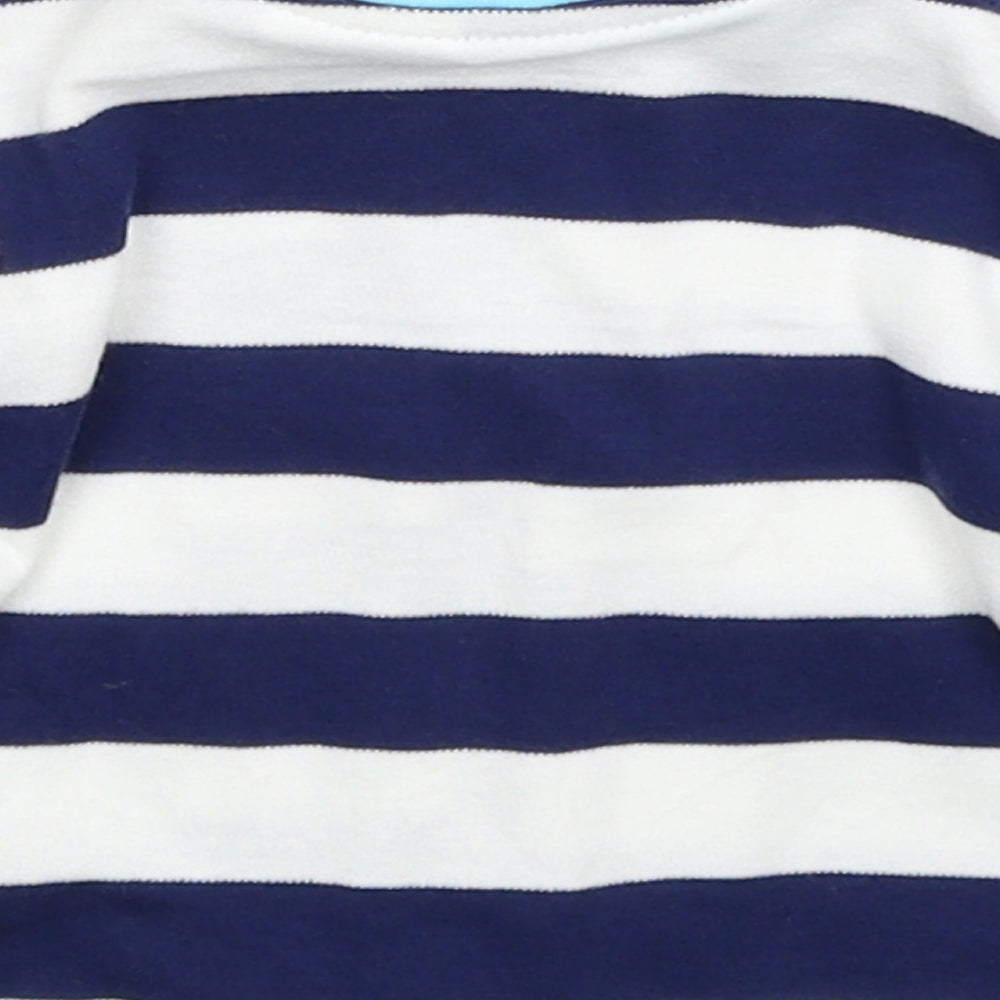 Little Me Boys Blue Striped Cotton Jacket Size 6-9 Months Regular Zip - Elephant