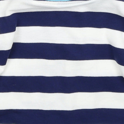 Little Me Boys Blue Striped Cotton Jacket Size 6-9 Months Regular Zip - Elephant