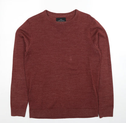 Threadbare Mens Red Round Neck Acrylic Pullover Jumper Size S Long Sleeve