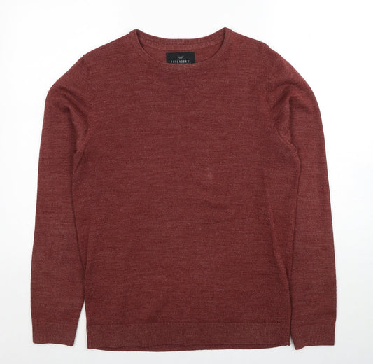 Threadbare Mens Red Round Neck Acrylic Pullover Jumper Size S Long Sleeve