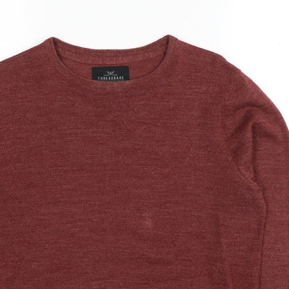 Threadbare Mens Red Round Neck Acrylic Pullover Jumper Size S Long Sleeve