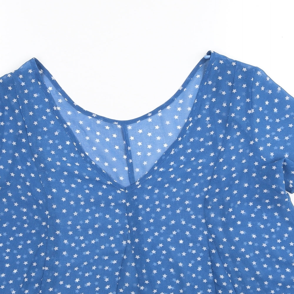 Womens UK Size 6 Marks and Spencer Blue Basic Blouse
