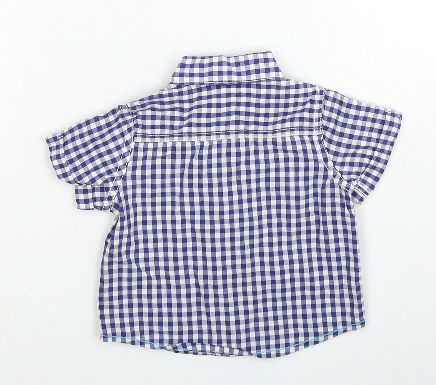Mini Club Boys Blue Geometric Cotton Basic Button-Up Size 0-3 Months Collared Button