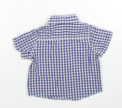 Mini Club Boys Blue Geometric Cotton Basic Button-Up Size 0-3 Months Collared Button