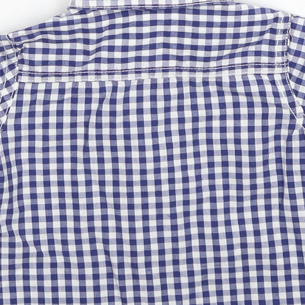 Mini Club Boys Blue Geometric Cotton Basic Button-Up Size 0-3 Months Collared Button