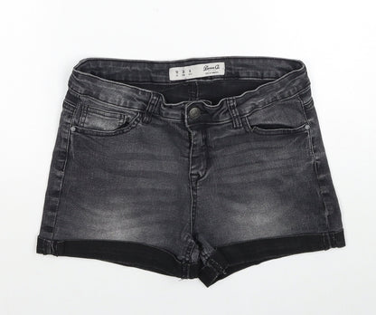 Denim & Co. Womens Grey Cotton Hot Pants Shorts Size 10 Regular Zip