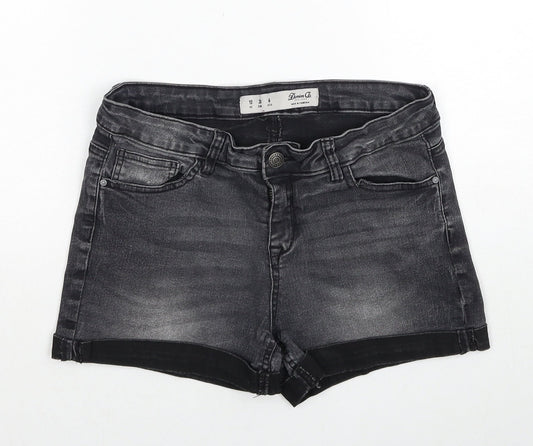 Denim & Co. Womens Grey Cotton Hot Pants Shorts Size 10 Regular Zip