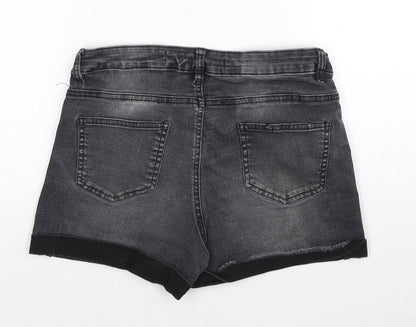 Denim & Co. Womens Grey Cotton Hot Pants Shorts Size 10 Regular Zip