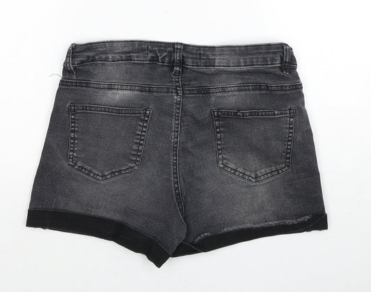 Denim & Co. Womens Grey Cotton Hot Pants Shorts Size 10 Regular Zip