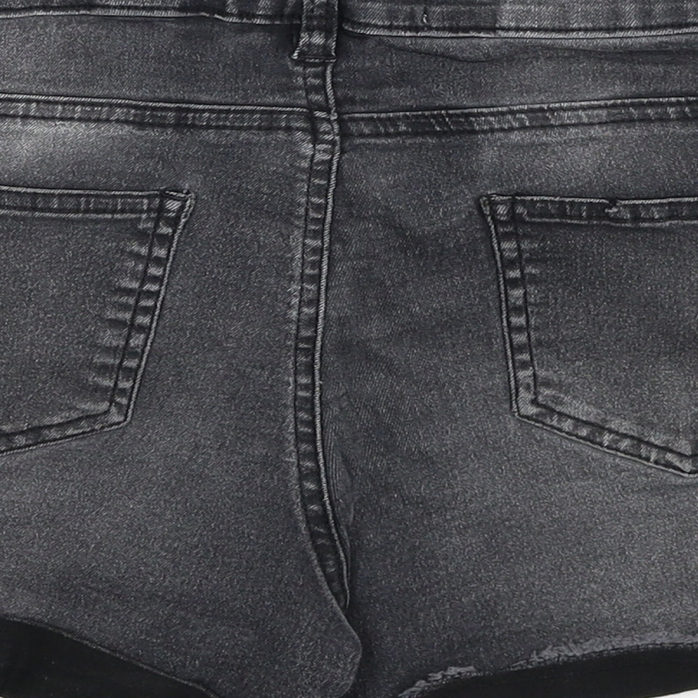 Denim & Co. Womens Grey Cotton Hot Pants Shorts Size 10 Regular Zip