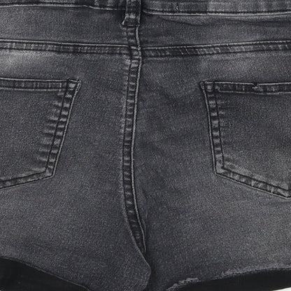 Denim & Co. Womens Grey Cotton Hot Pants Shorts Size 10 Regular Zip