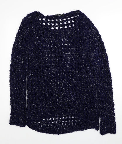 George Womens Blue Boat Neck Acrylic Pullover Jumper Size 10