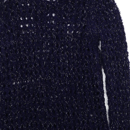 George Womens Blue Boat Neck Acrylic Pullover Jumper Size 10