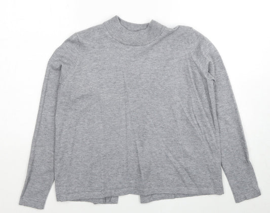 TU Womens Grey Mock Neck Acrylic Pullover Jumper Size 12 - Open Back