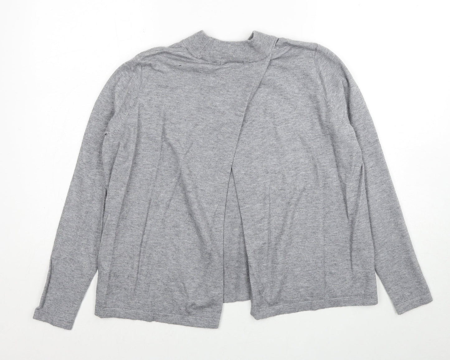 TU Womens Grey Mock Neck Acrylic Pullover Jumper Size 12 - Open Back