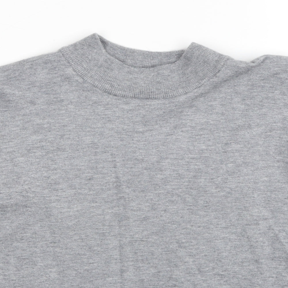 TU Womens Grey Mock Neck Acrylic Pullover Jumper Size 12 - Open Back