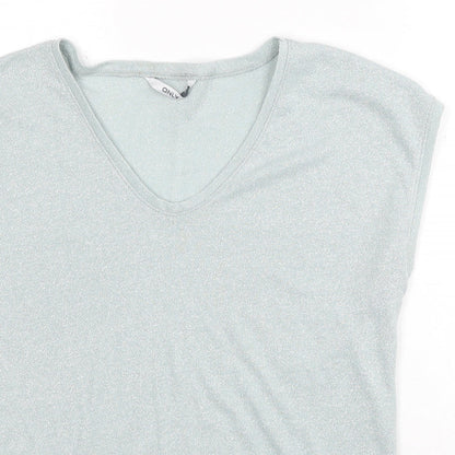 Only Womens Blue Polyester Basic Blouse Size M V-Neck