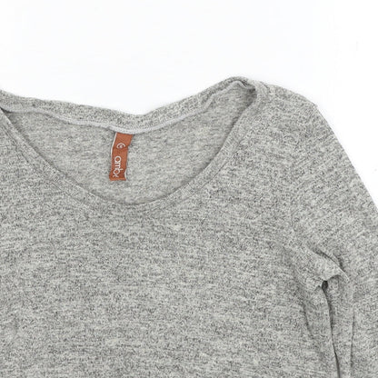 Amber Womens Grey Boat Neck Cotton Pullover Jumper Size S - Lace Trim