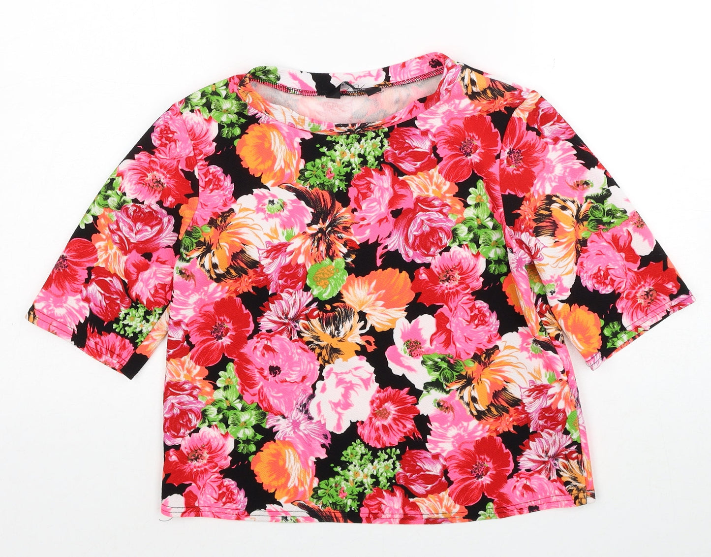 Womens UK Size 8 New Look Multicoloured Basic T-Shirt