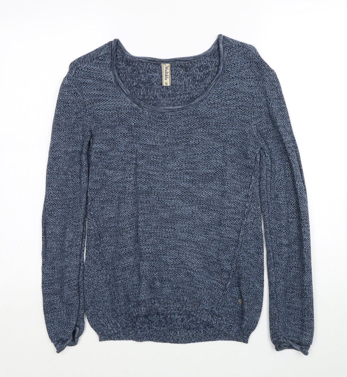 Multiblu Womens Blue Scoop Neck Cotton Pullover Jumper Size S
