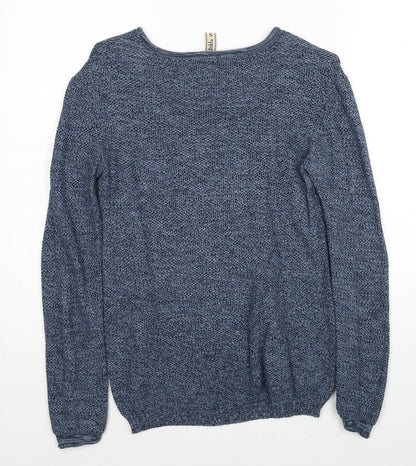 Multiblu Womens Blue Scoop Neck Cotton Pullover Jumper Size S