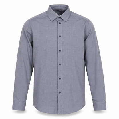 Mens UK Size 16 F&F Grey  Button-Up Long Sleeve Casual Shirt