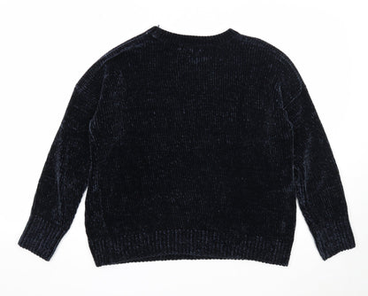 Primark Womens Blue Round Neck Polyester Pullover Jumper Size 10