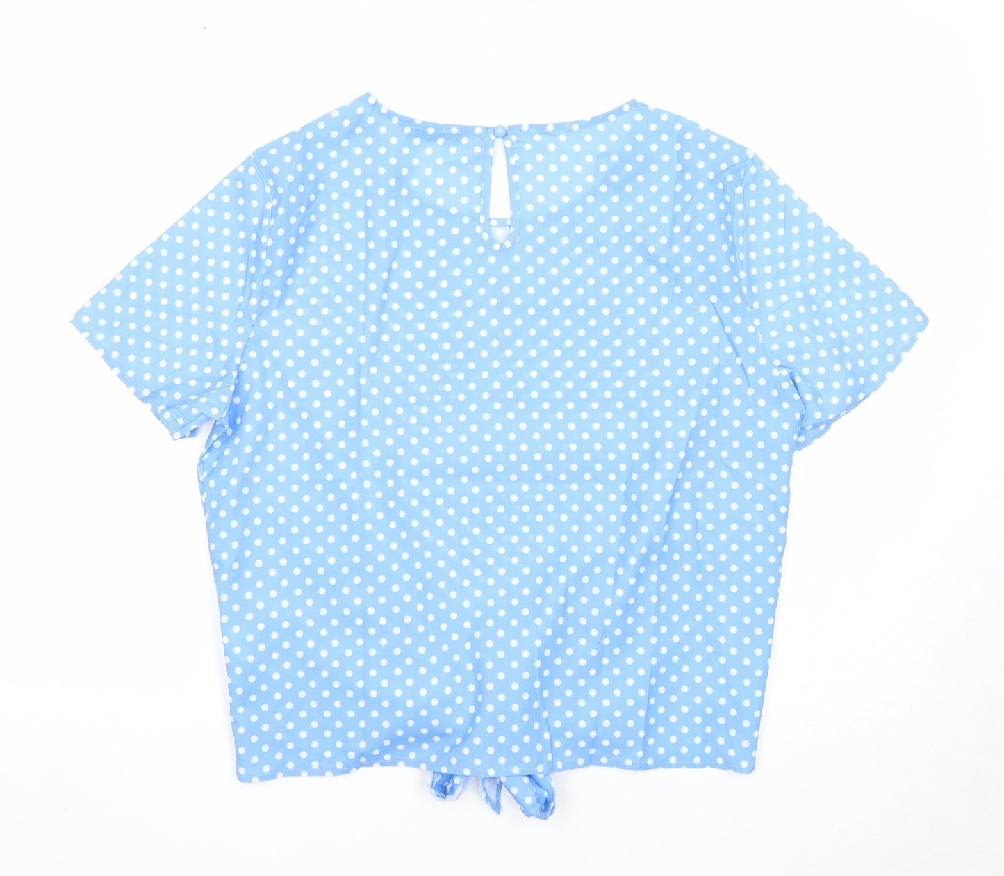 SheIn Womens Blue Polka Dot Polyester Basic T-Shirt Size M Round Neck
