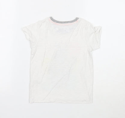 Urban Boys Boys White Cotton Basic T-Shirt Size 5 Years Round Neck Pullover - Pineapple