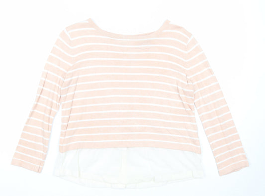 Primark Womens Pink Boat Neck Striped Viscose Pullover Jumper Size 10