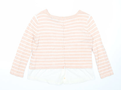 Primark Womens Pink Boat Neck Striped Viscose Pullover Jumper Size 10