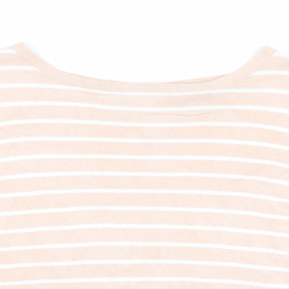 Primark Womens Pink Boat Neck Striped Viscose Pullover Jumper Size 10