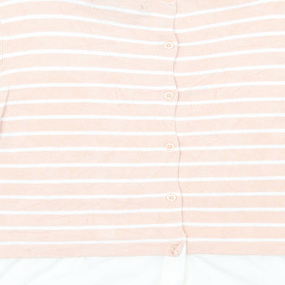Primark Womens Pink Boat Neck Striped Viscose Pullover Jumper Size 10