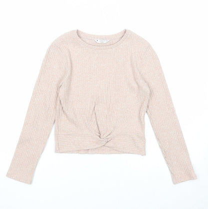 Candy Couture Girls Pink Boat Neck Polyester Pullover Jumper Size 11 Years Pullover - Front Twist Detail