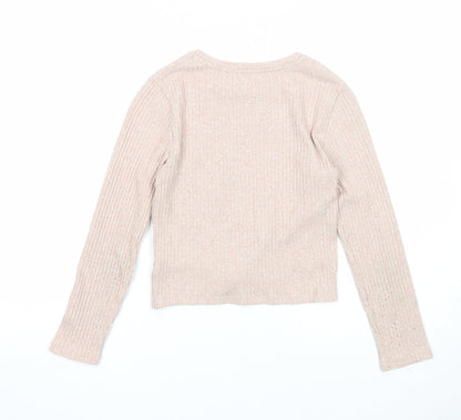 Candy Couture Girls Pink Boat Neck Polyester Pullover Jumper Size 11 Years Pullover - Front Twist Detail