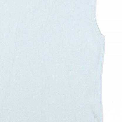 Bonmarché Womens Blue Viscose Basic Blouse Size L Round Neck - Embellished Neckline