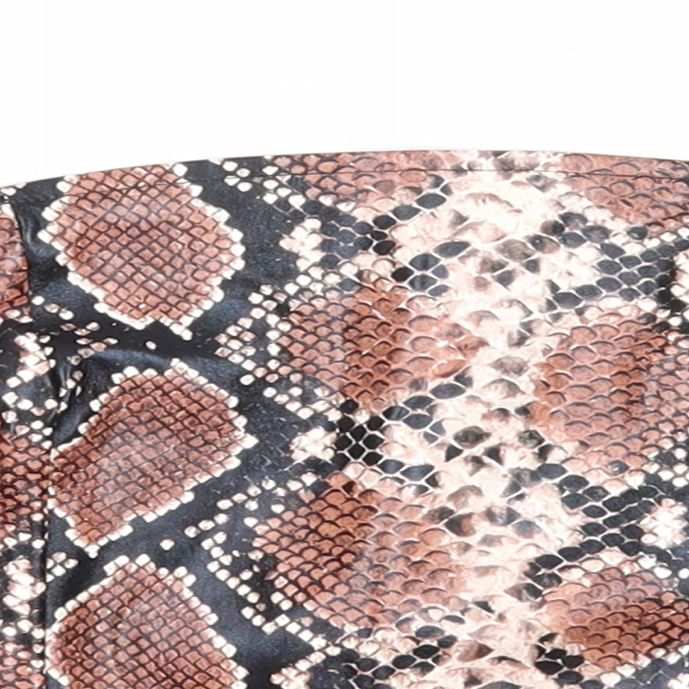 PRETTYLITTLETHING Womens Multicoloured Animal Print Polyester Cropped Tank Size 10 Square Neck - Snake Print Corset Style