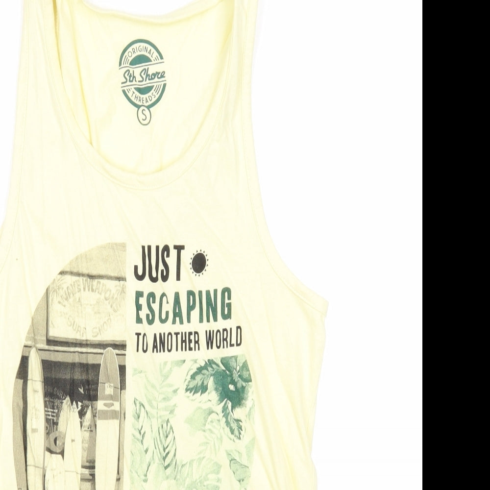 5th Shore Mens Yellow Cotton T-Shirt Size S Round Neck - Just Escaping