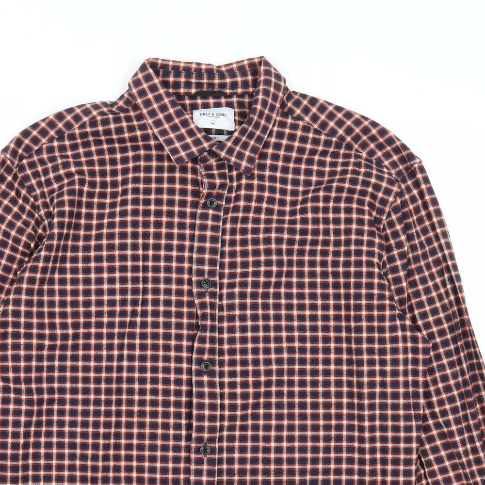 Mens UK Size L ONLY & SONS Multicoloured  Button-Up Long Sleeve Casual Shirt