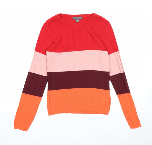 Primark Womens Multicoloured Boat Neck Polyester Pullover Jumper Size 12