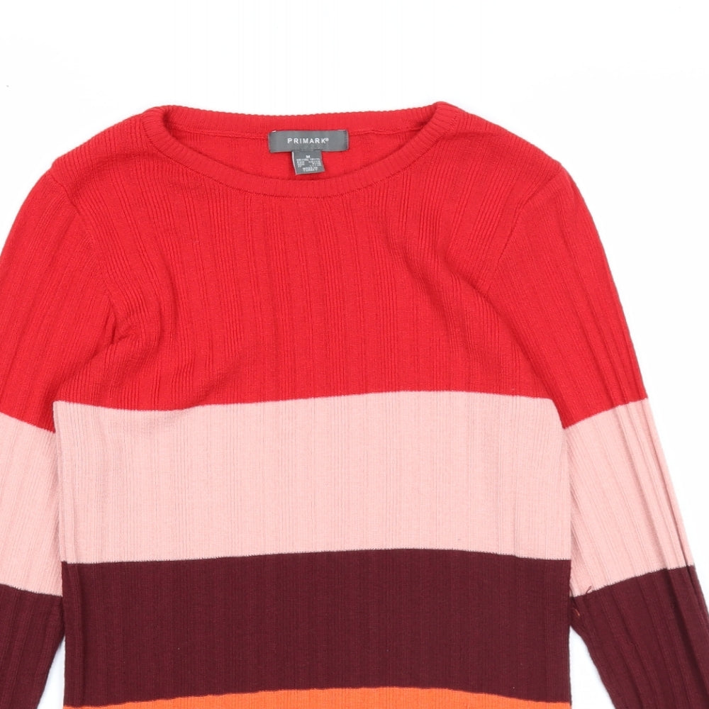 Primark Womens Multicoloured Boat Neck Polyester Pullover Jumper Size 12