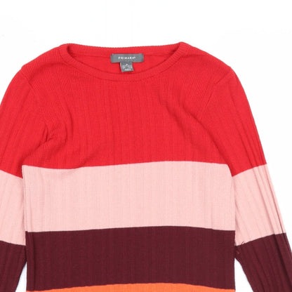Primark Womens Multicoloured Boat Neck Polyester Pullover Jumper Size 12