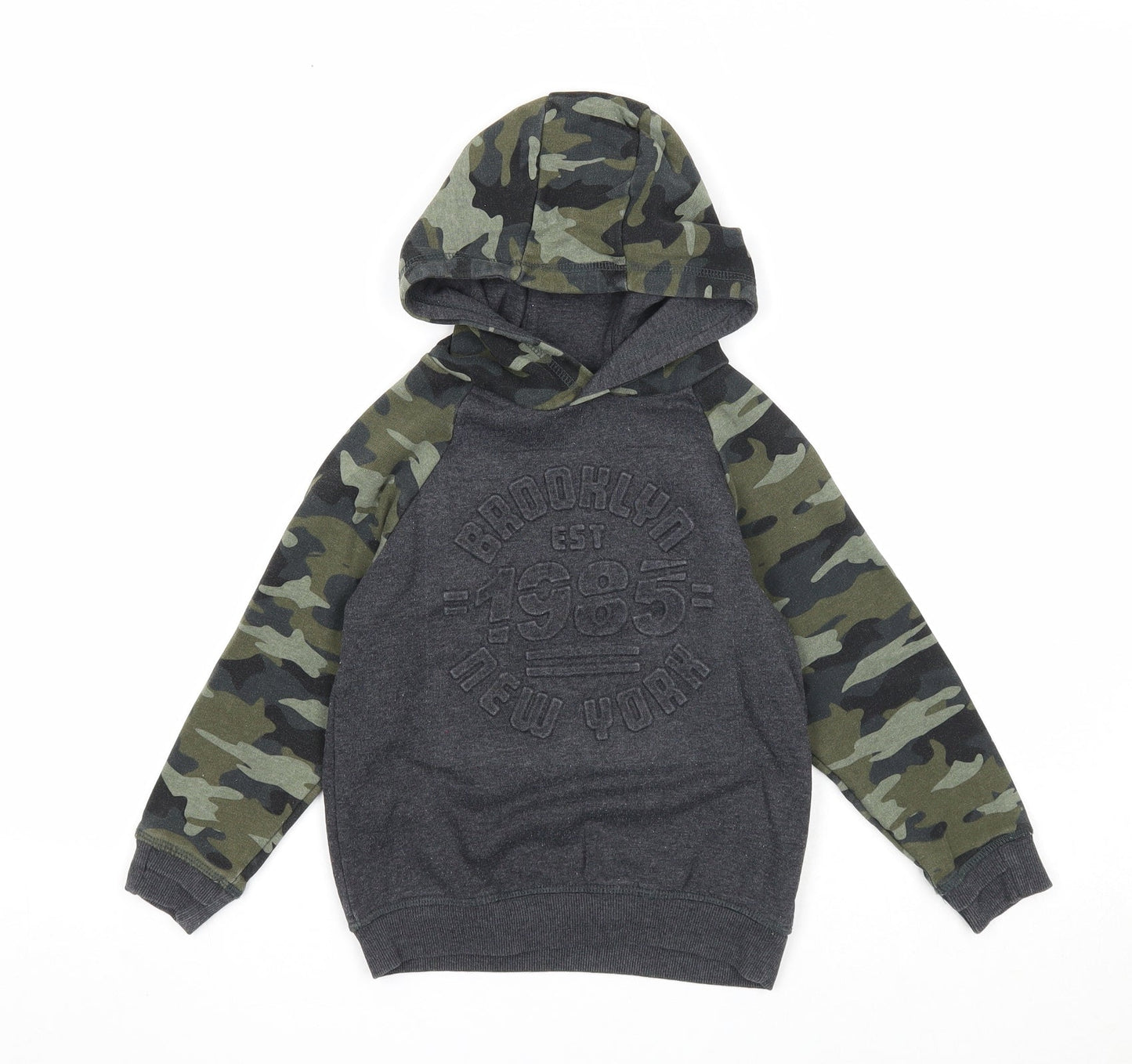 Preworn Boys Multicoloured Camouflage Cotton Pullover Hoodie Size 5 Years Pullover